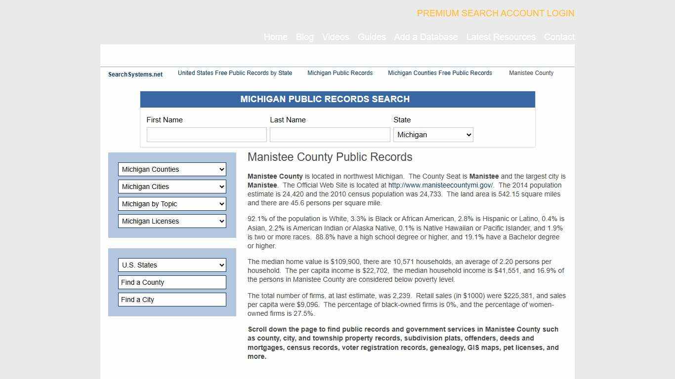 Manistee County Criminal and Public Records